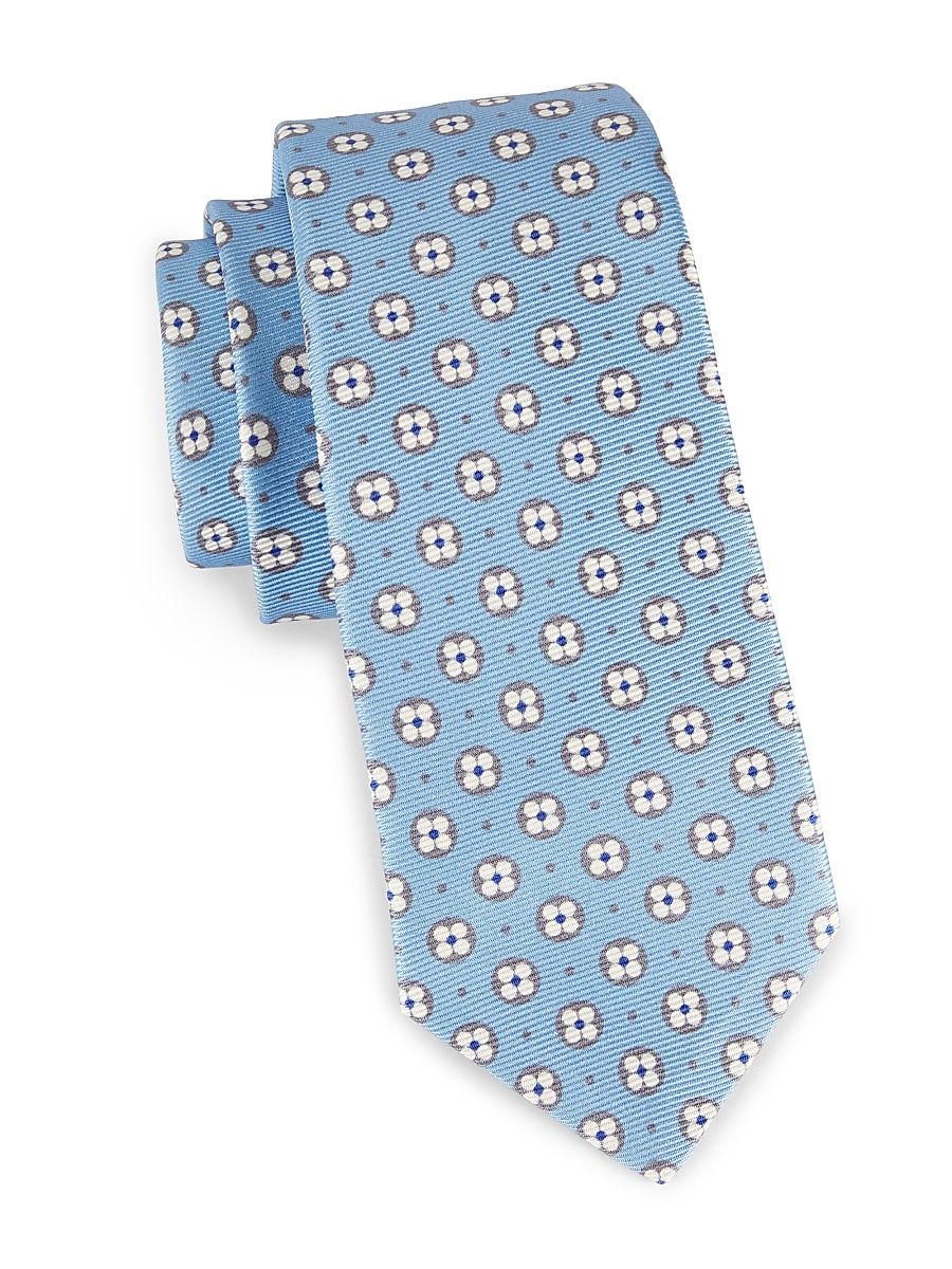 Men's Silk Medallion Tie - Light Blue
