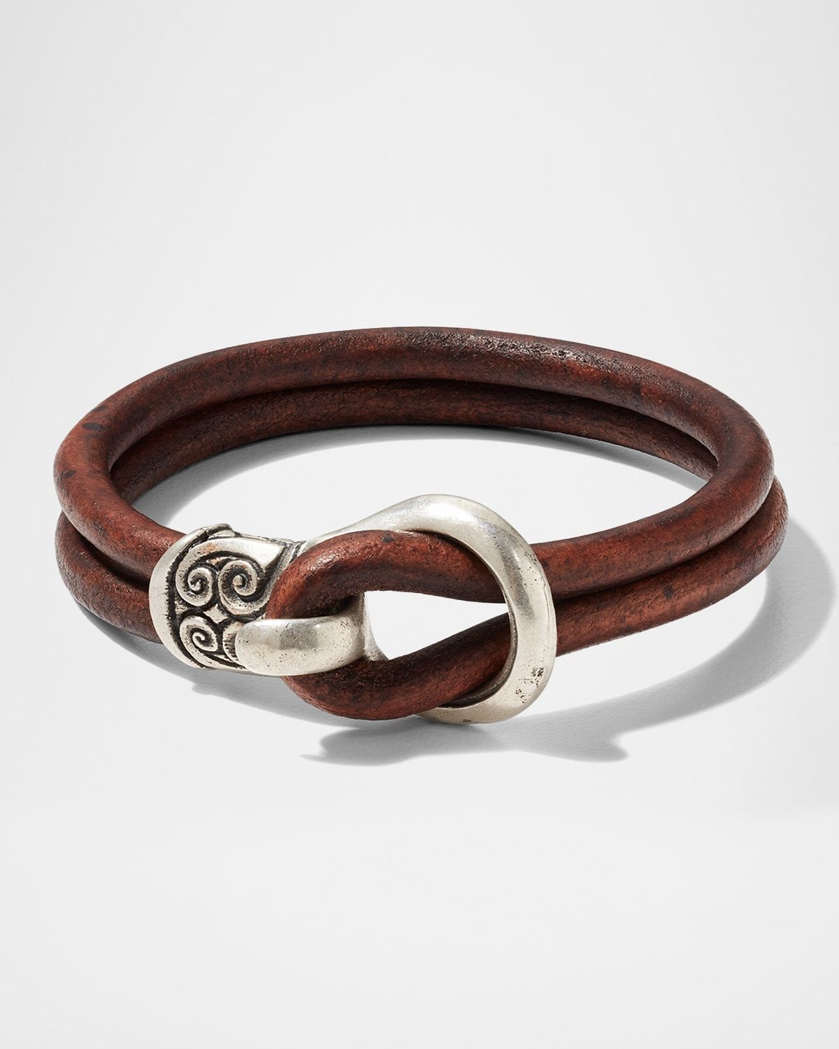 Men & apos;s Leather Double Strand Buckle Bracelet