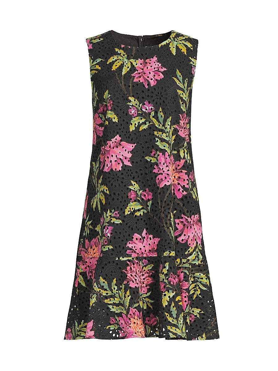 Women's Charlotte Eyelet Minidress - Black Multi - Size XL