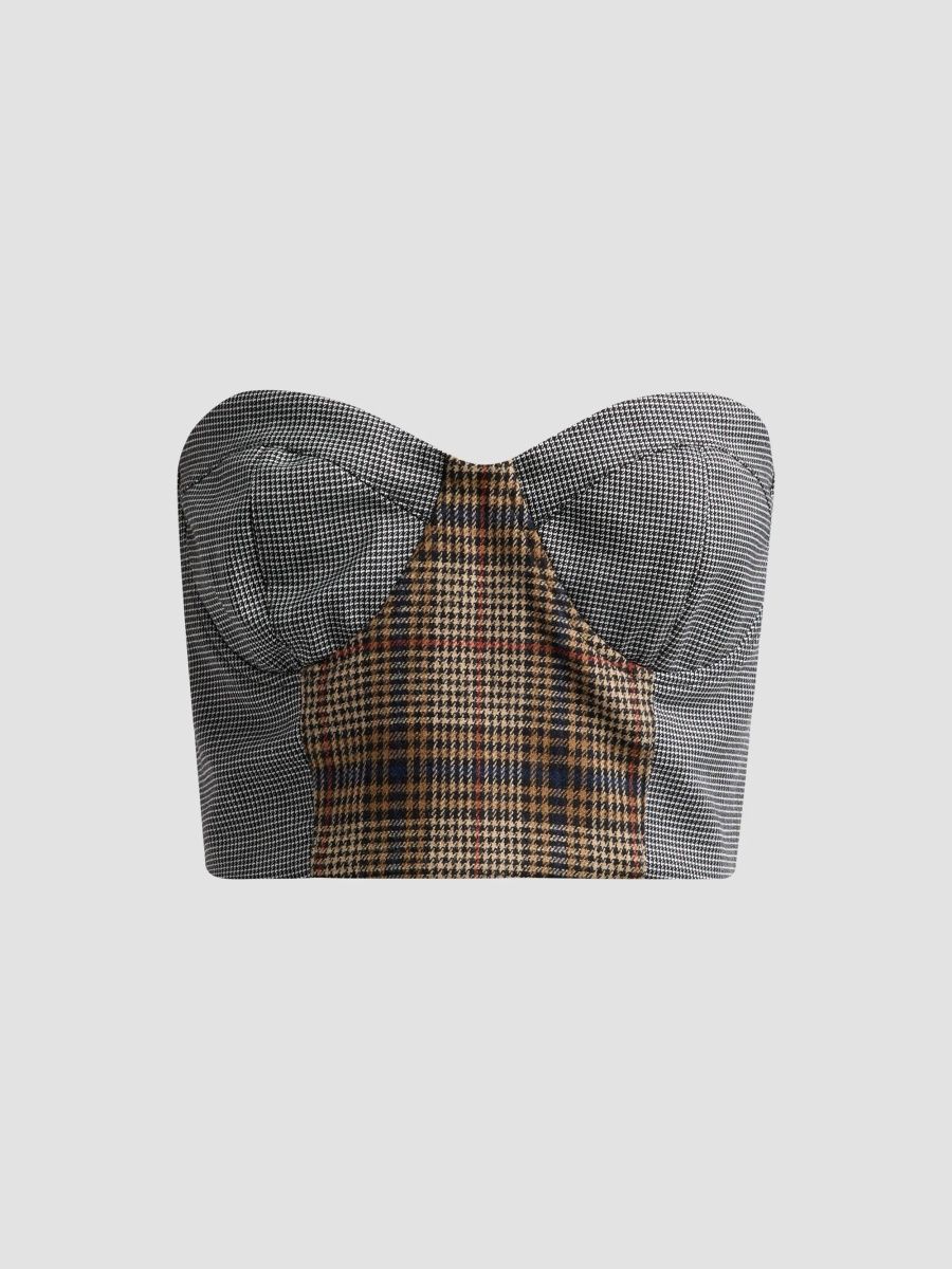 Ramy Brook Women's Bailey Plaid Wool-Blend Corset Top - Plaid Combo - Size 12