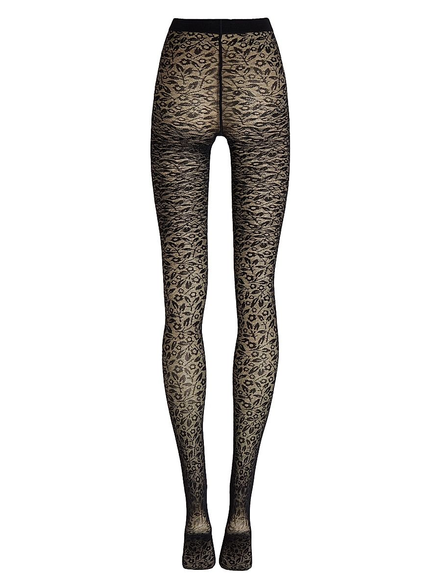 Women's Bouquet Tights - Black - Size Large