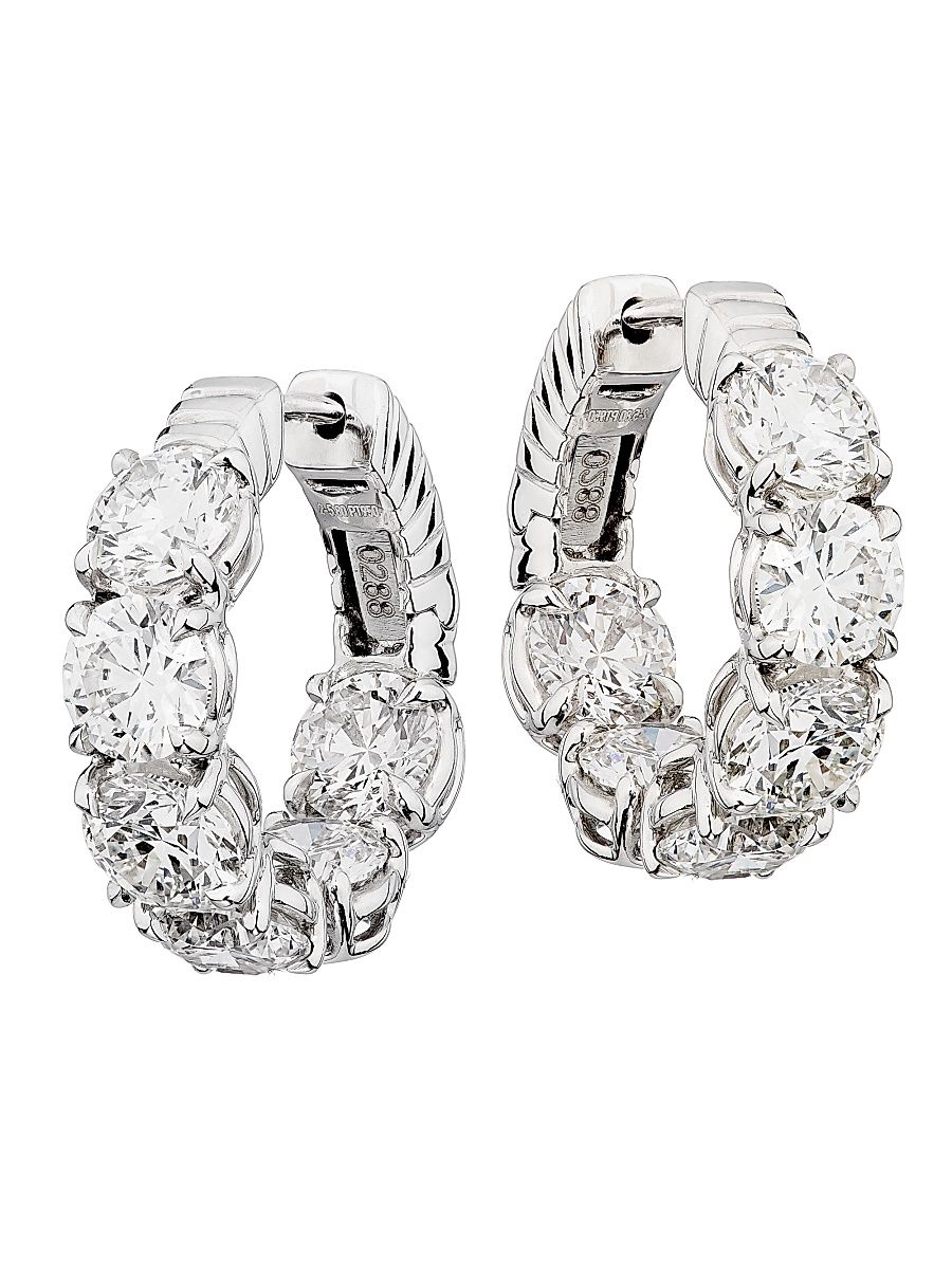 Saks Fifth Avenue High Jewelry Women's Platinum & 5.80 TCW Diamond Huggie Earrings - Platinum