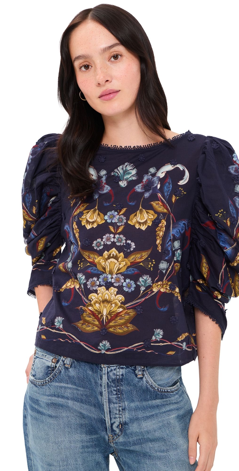 FARM Rio Golden Nature Navy Blue Blouse Golden Nature Navy Blue XS