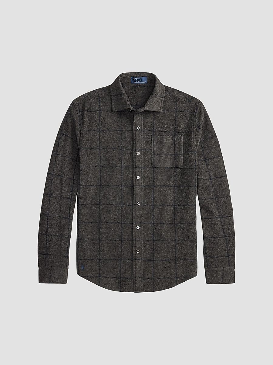 Polo Ralph Lauren Men's Glen Plaid Stretch-Knit Flannel Shirt - Grey Multi - Size XXL