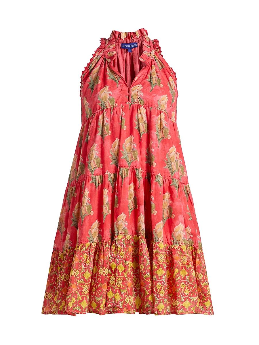 Women's Sofie Tiered Floral Cotton Minidress - Red - Size XS