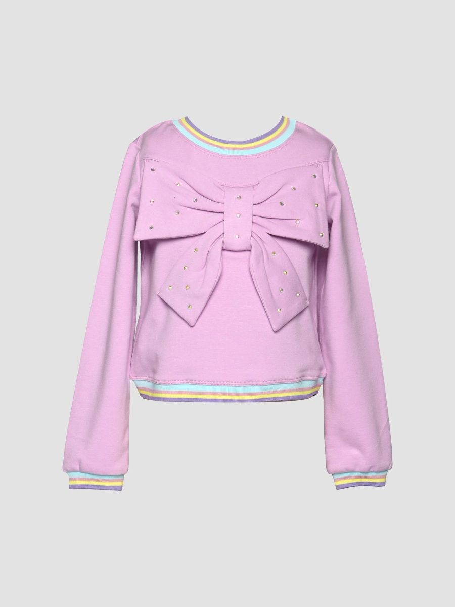 Girl's Little Girl's Embellished 3D Bow Cotton-Blend Top - Lavender - Size 10