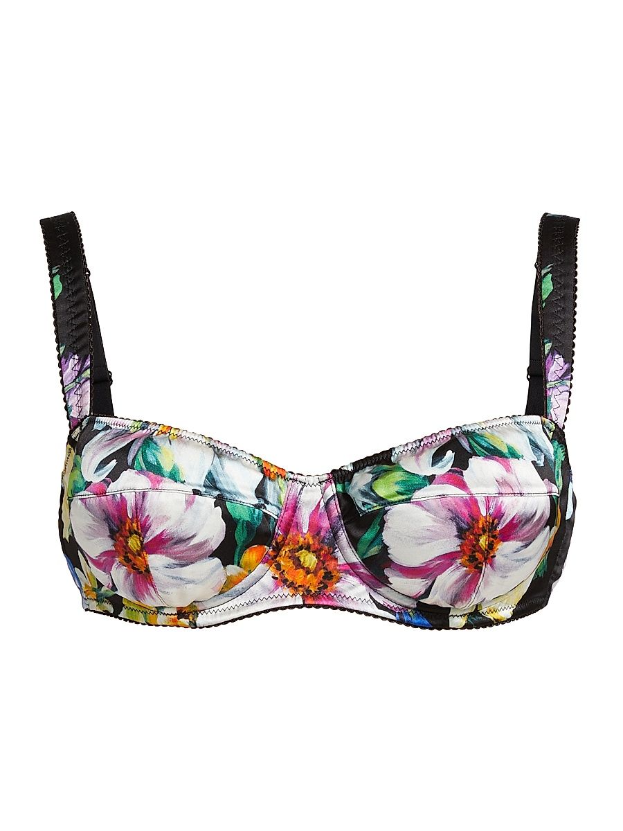 Women's Balconette Rose Print Bra - Mix Fiori Nero - Size XL
