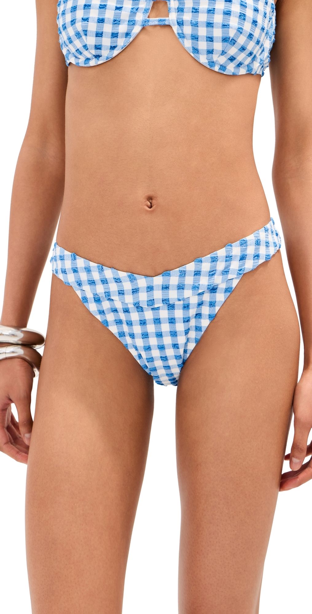 LE BOP Low V Rise Bikini Bottoms Gingham (Marina/Ivory) XL