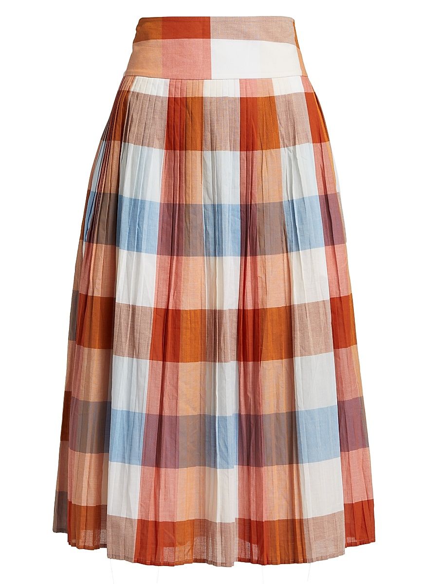 Women's Stratton Plaid Cotton Midi-Skirt - Size 4