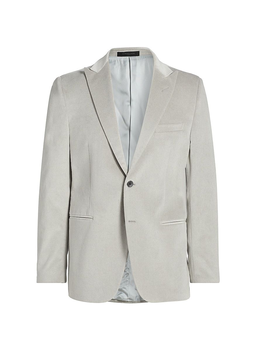 Men's Velvet Jacket - Silver - Size 46