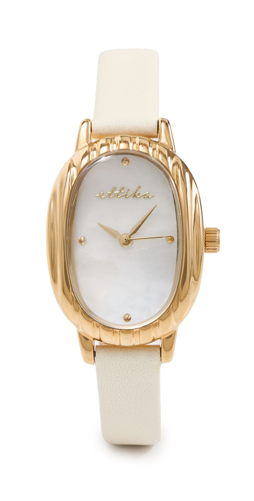 Ettika Timeless Texture Leather Watch Bone One Size