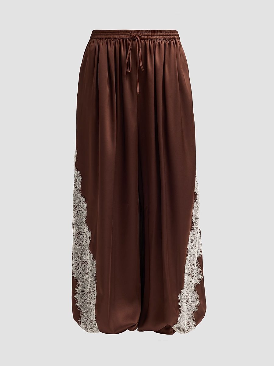Women's Esme Satin Verne Pants - Espresso Gardenia - Size XXS