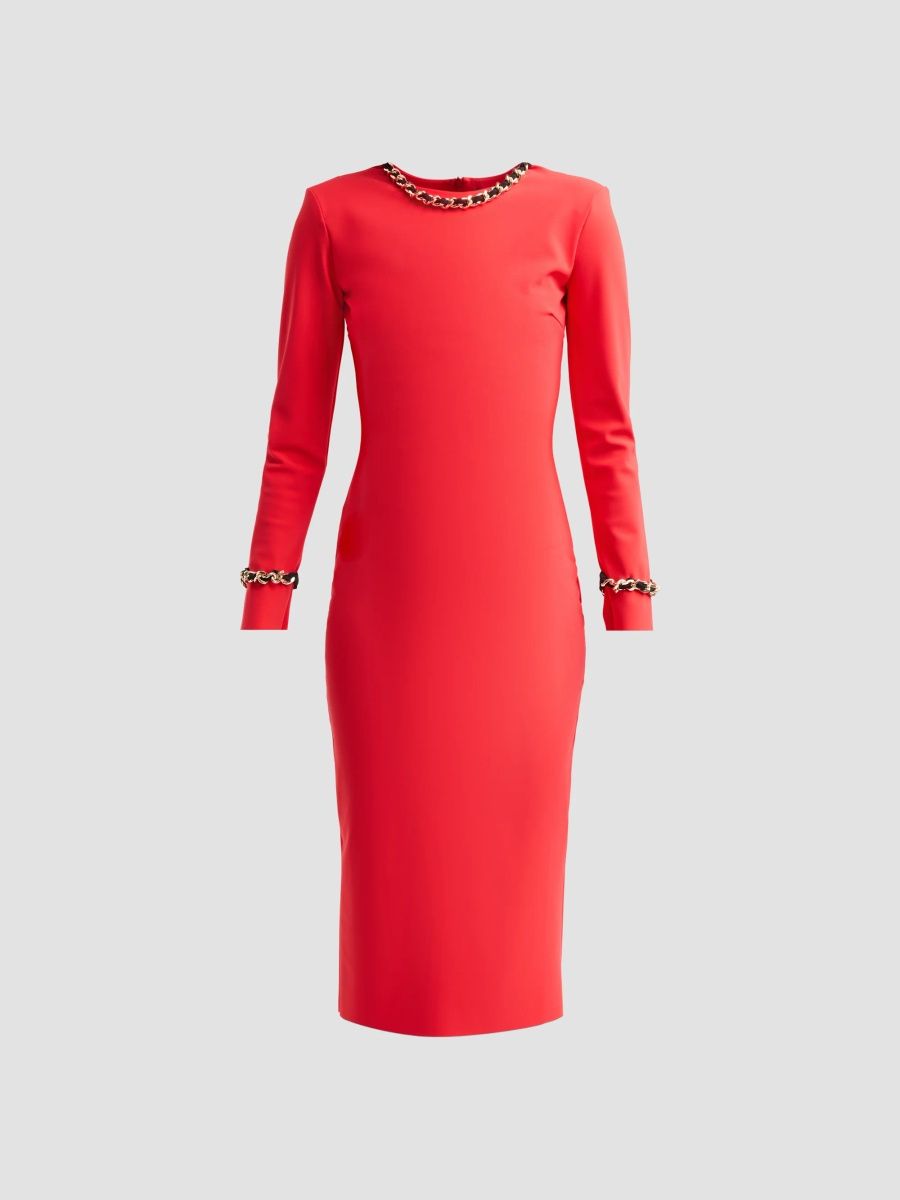 Chiara Boni La Petite Robe Women's Klara Embellished-Trim Jersey Sheath Midi Dress - Germanium - Size 16