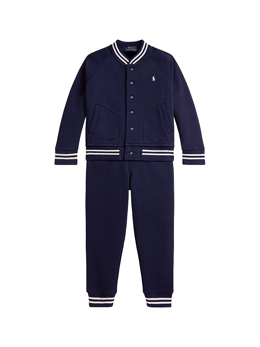 Little Boy's & Boy's Fleece Varsity Jacket & Jogger Sweatpants Set - Refined Navy - Size 6