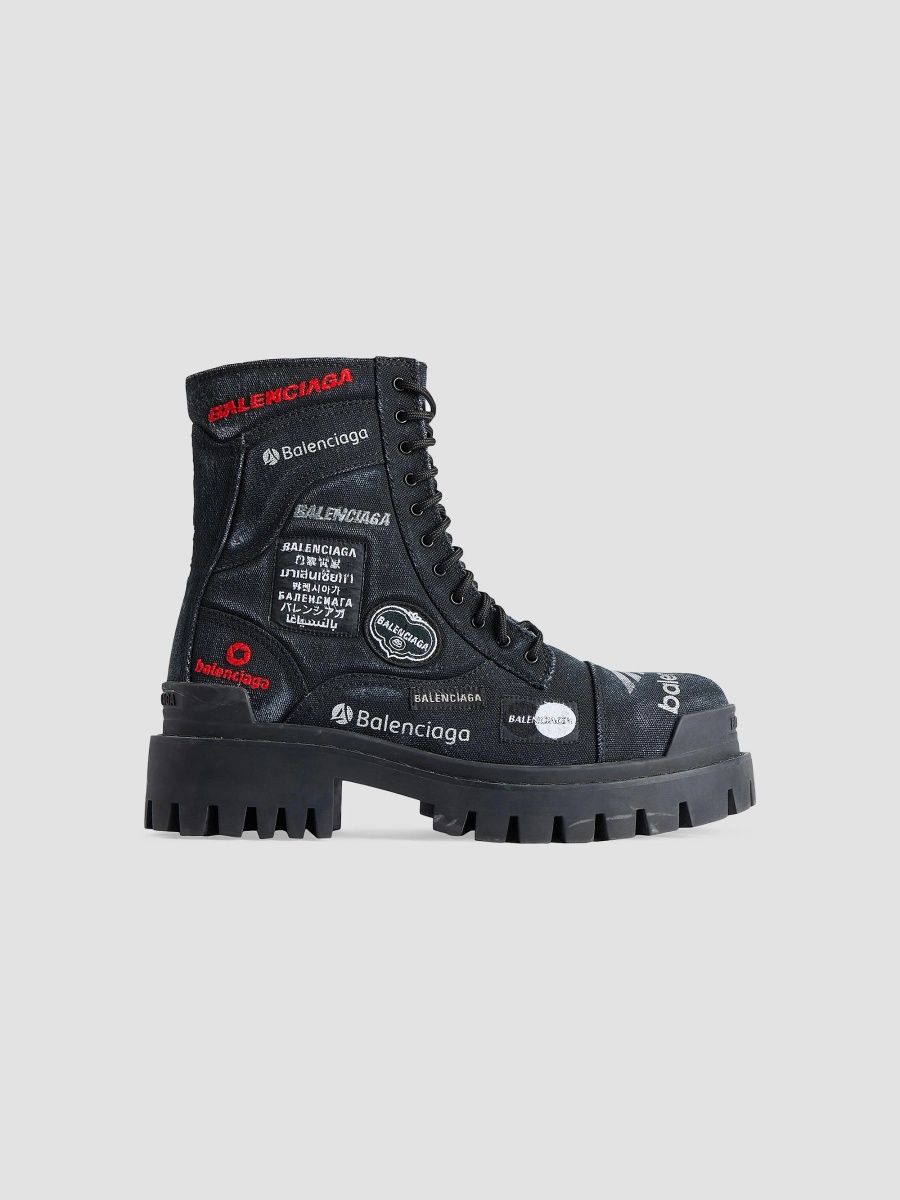 Balenciaga Men's Combat Strike Boots - Black - Size 8