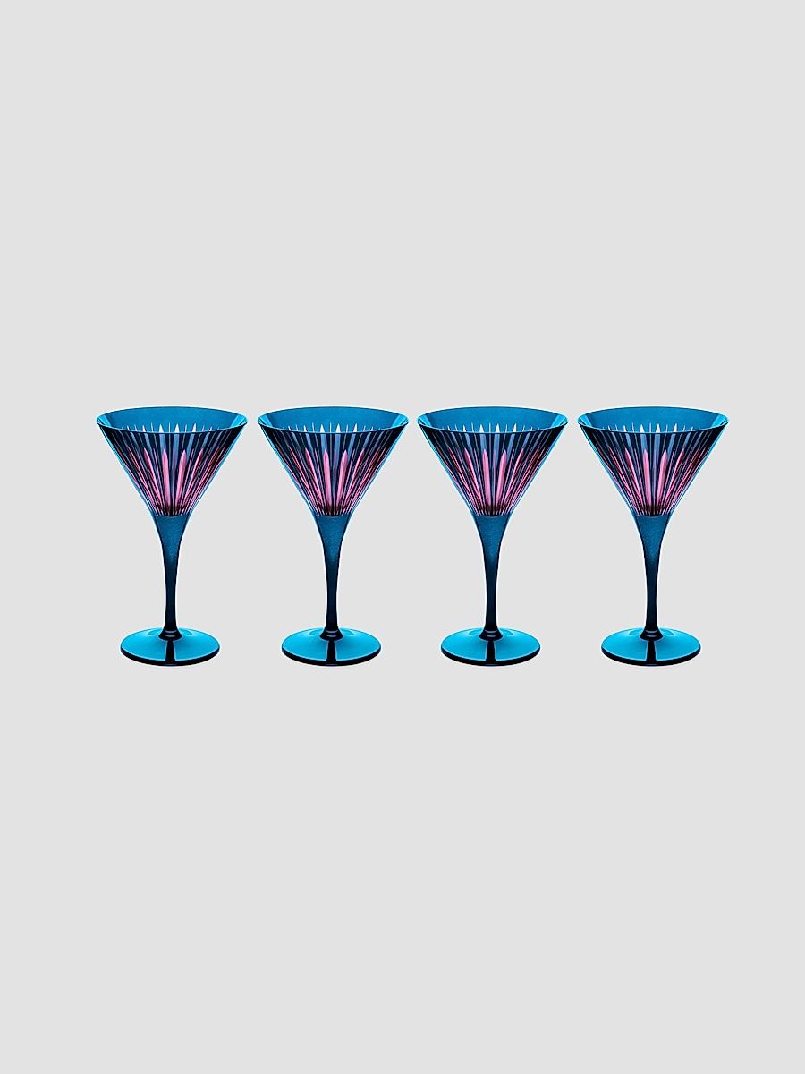Prism 4-Piece Martini Glass Set - Blue