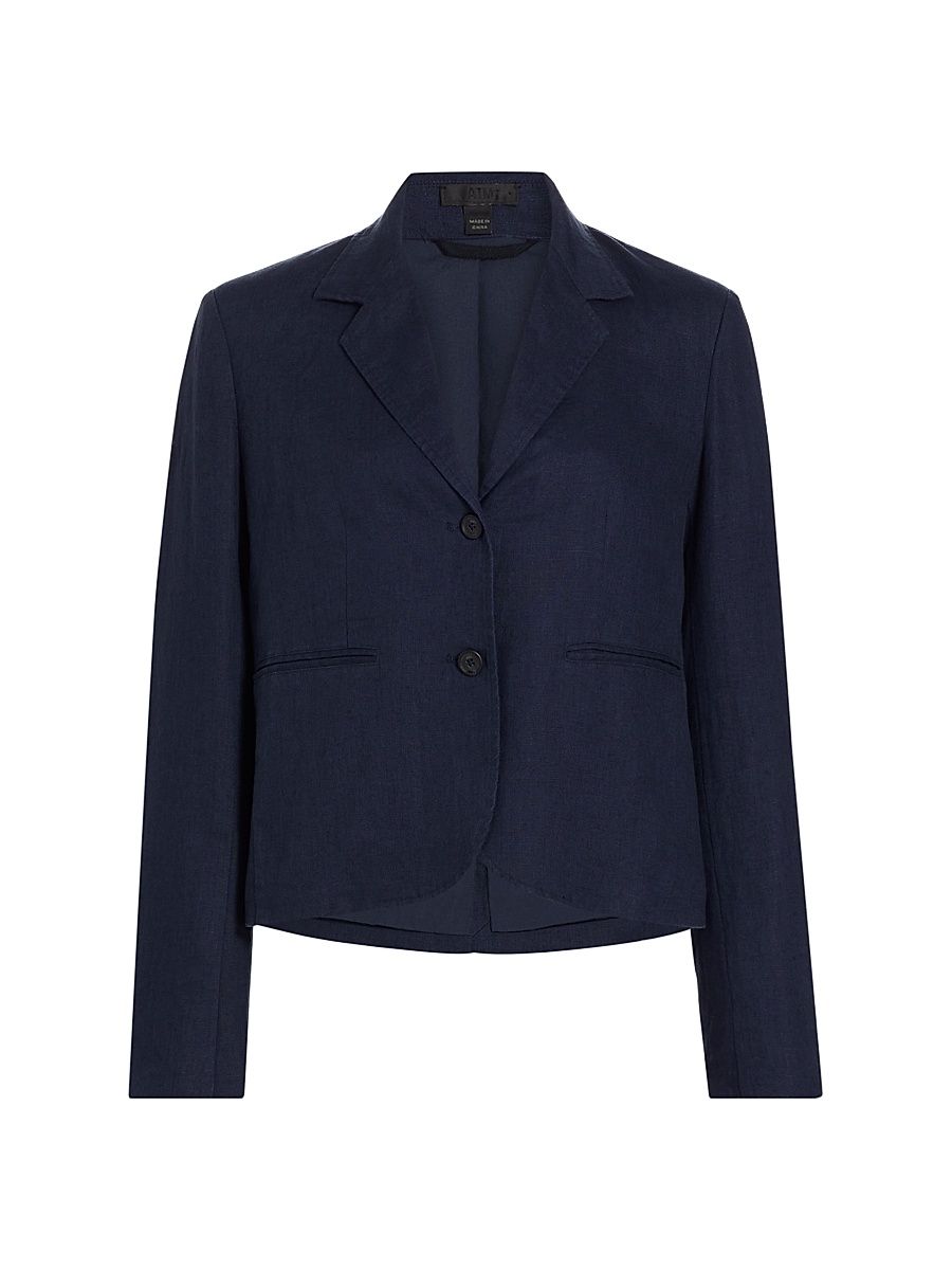 Women's Boy Boxy Linen & Cotton Blazer - Ink - Size 8