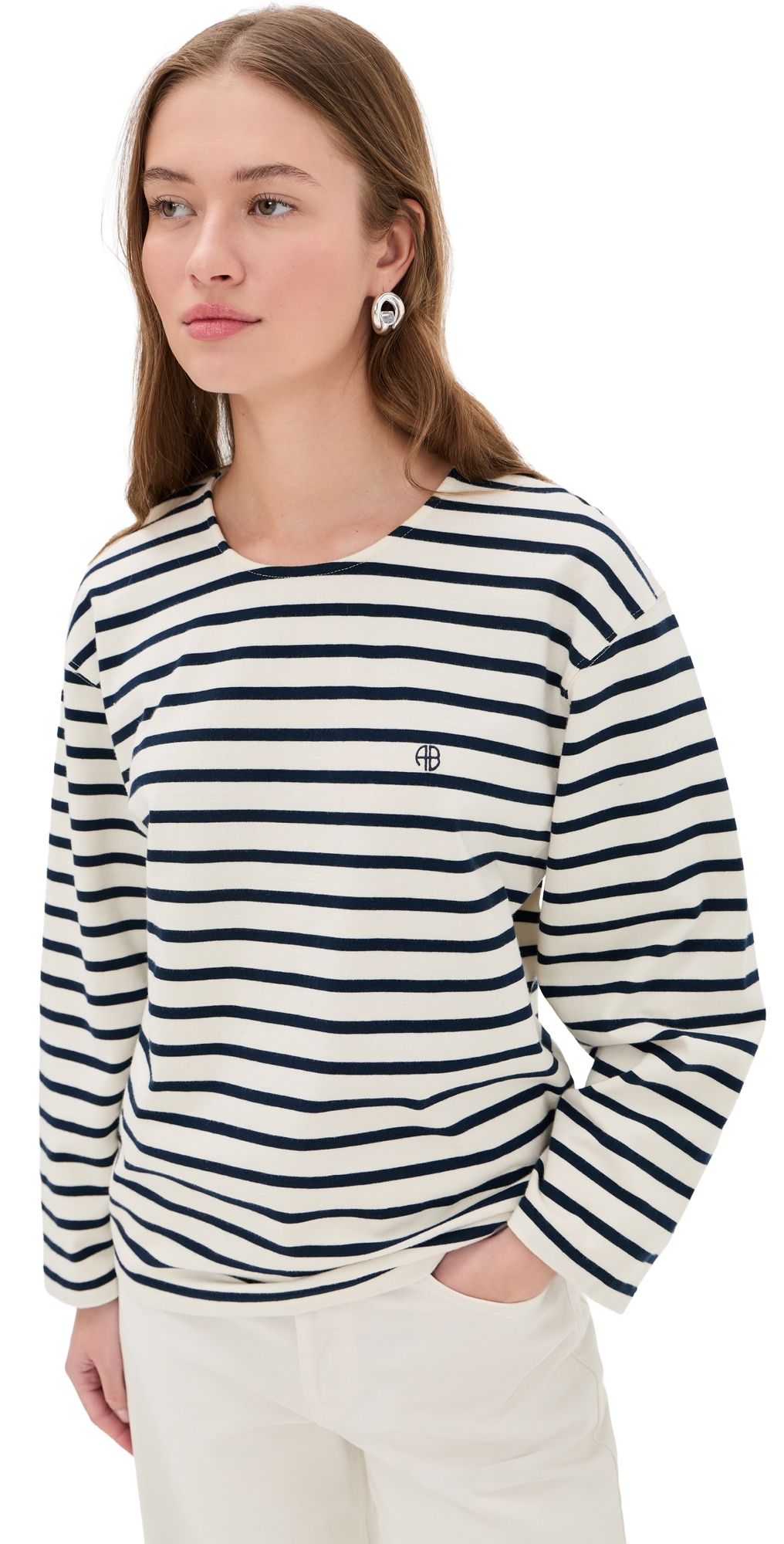 ANINE BING Newton Tee Navy Stripe XS