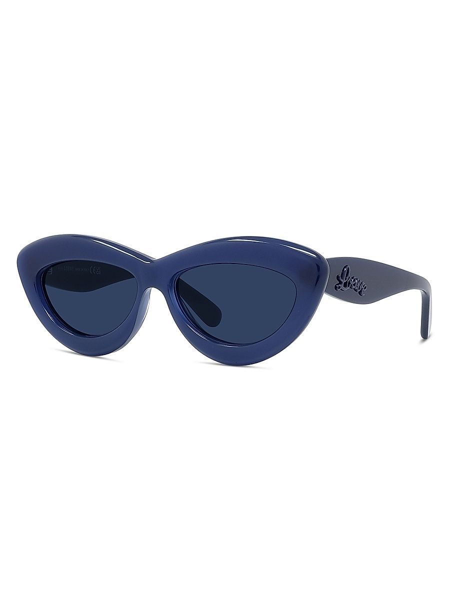 Women's Curvy 54MM Cat-Eye Sunglasses - Shiny Blue