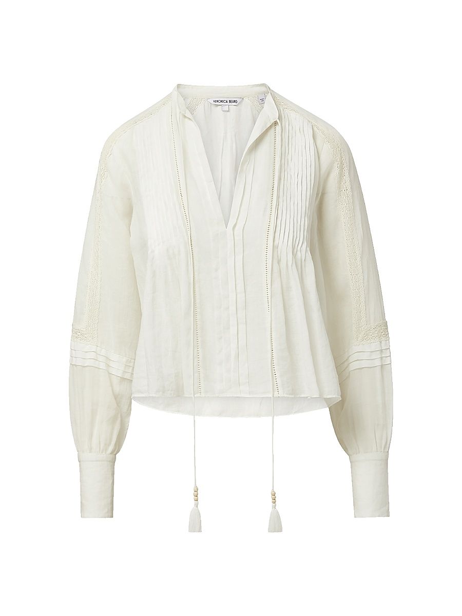 Women's Sawyer Pintuck Tie-Front Blouse - White - Size 16