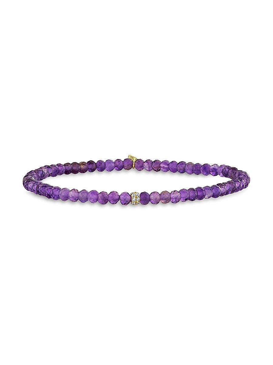 Women's 14K Yellow Gold, Amethyst & 0.65 TCW Diamond Bracelet - Purple