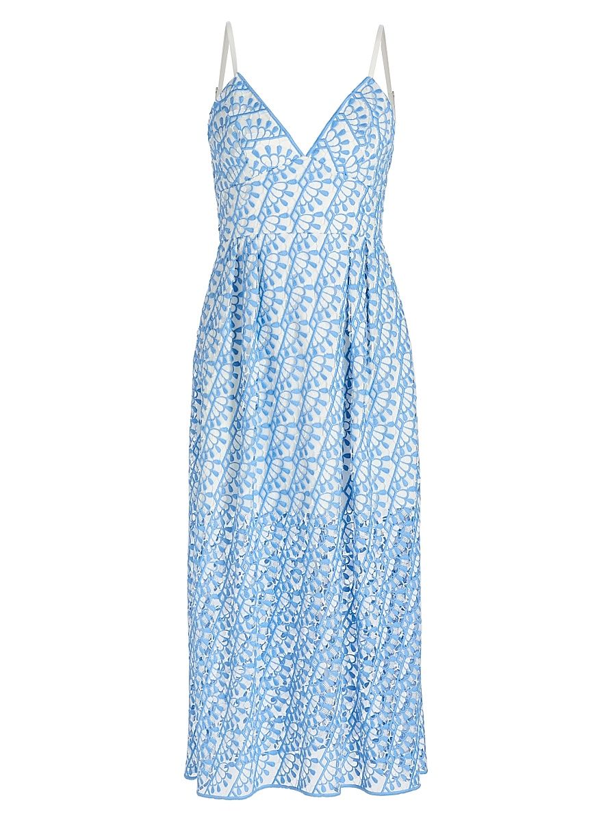 Women's Hazel Embroidreed Midi-Dress - Blue - Size 8