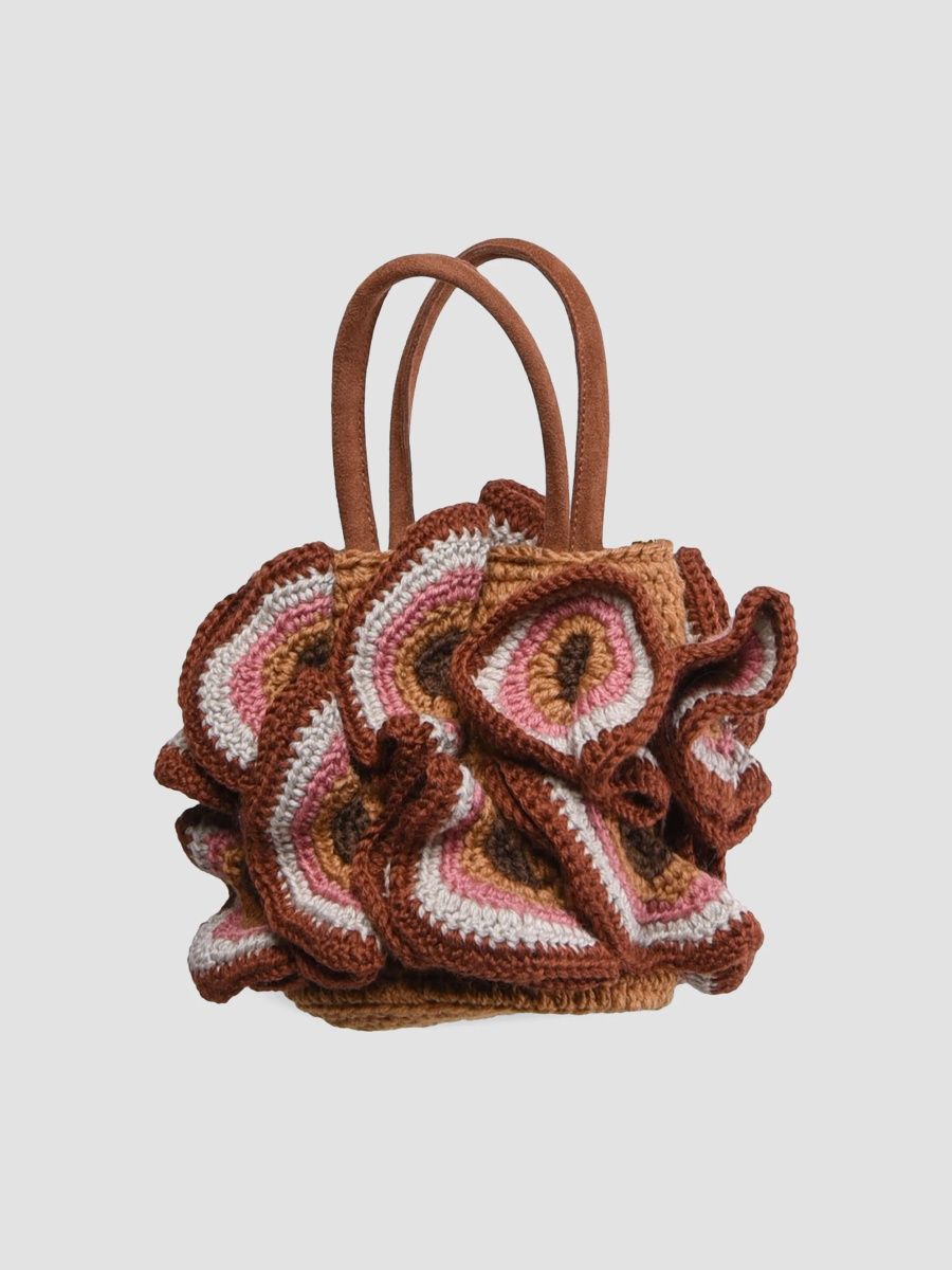 Farm Rio Women's Floral-Crochet Wool Top Handle Bag - Multicolor