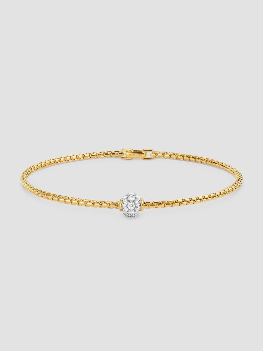 David Yurman Women's Pavé Bead Box Chain Bracelet in 18K Yellow Gold - Gold - Size XS