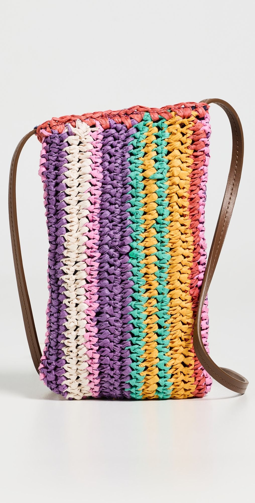 Faherty Straw Stripe Crossbody Bag Rainbow Stripe One Size