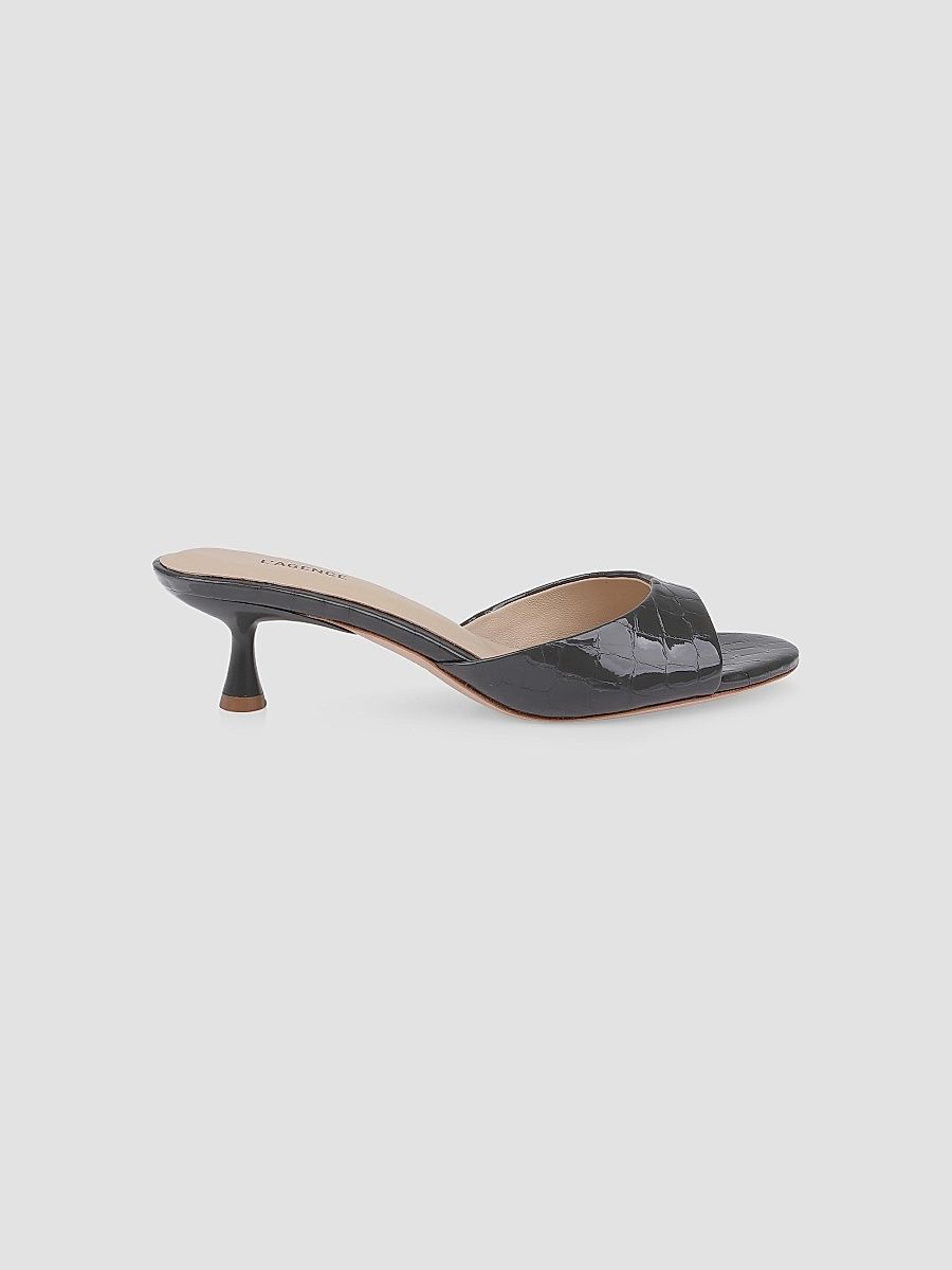 Women's Arleen II 55MM Croc-Embossed Patent Leather Mules - Grey Patent - Size 6