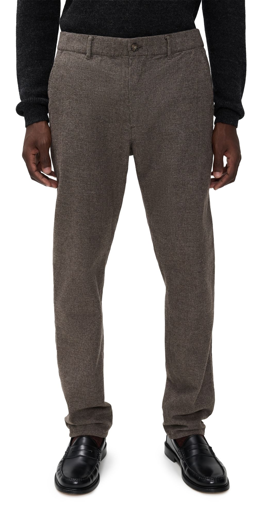 Marine Layer Saturday Houndstooth Slim Straight Chinos dark taupe XL