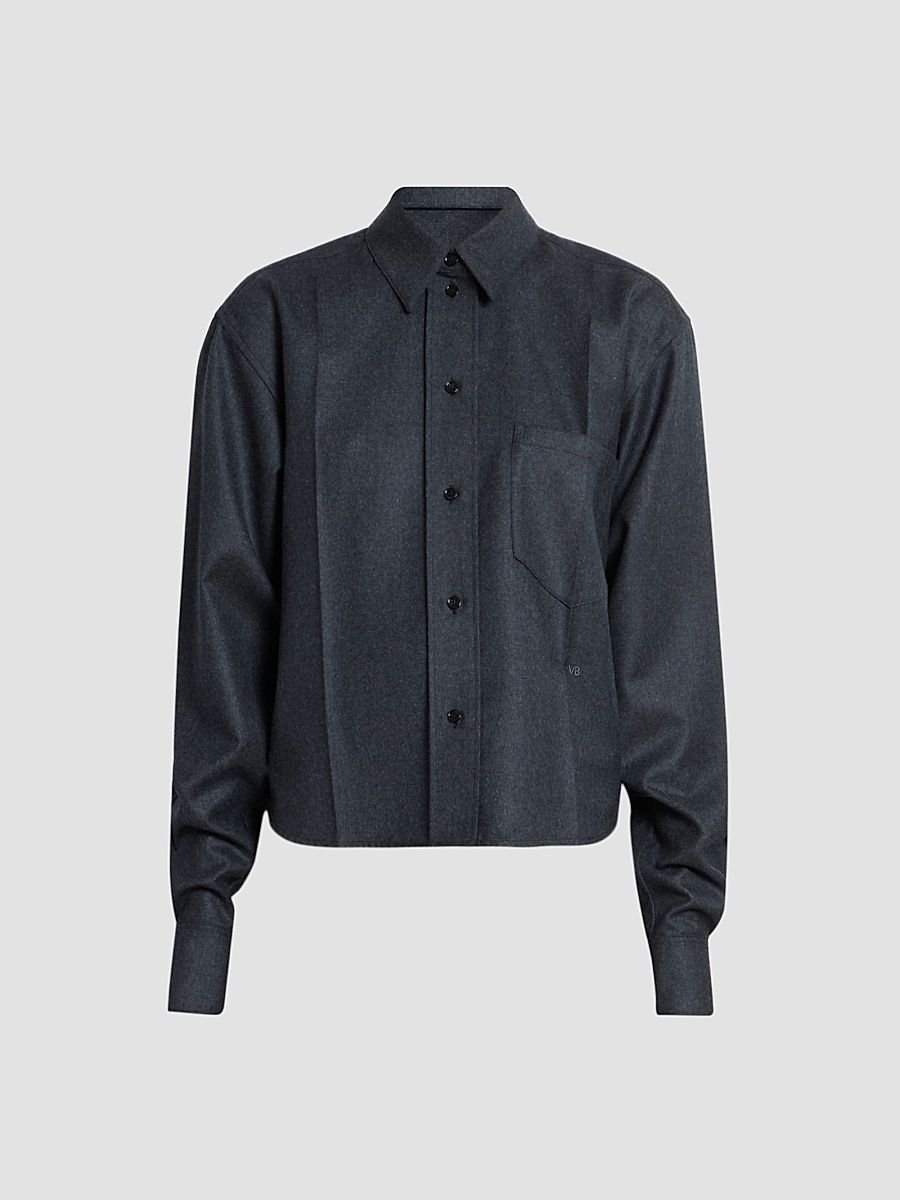 Victoria Beckham Women's Ellys Wool Shirt - Dark Grey Melange - Size 0