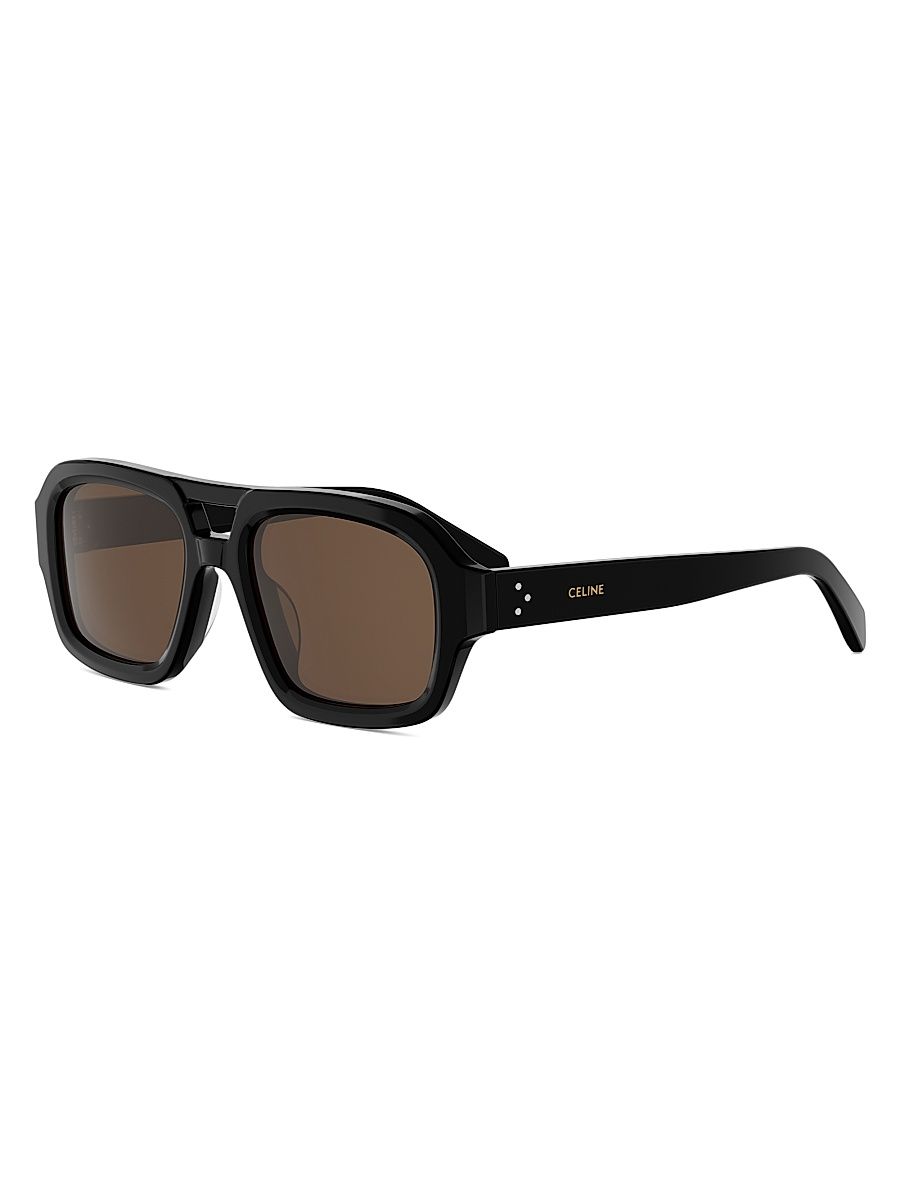 Men's CELINE 3 Dots 53MM Pilot Sunglasses - Black Brown