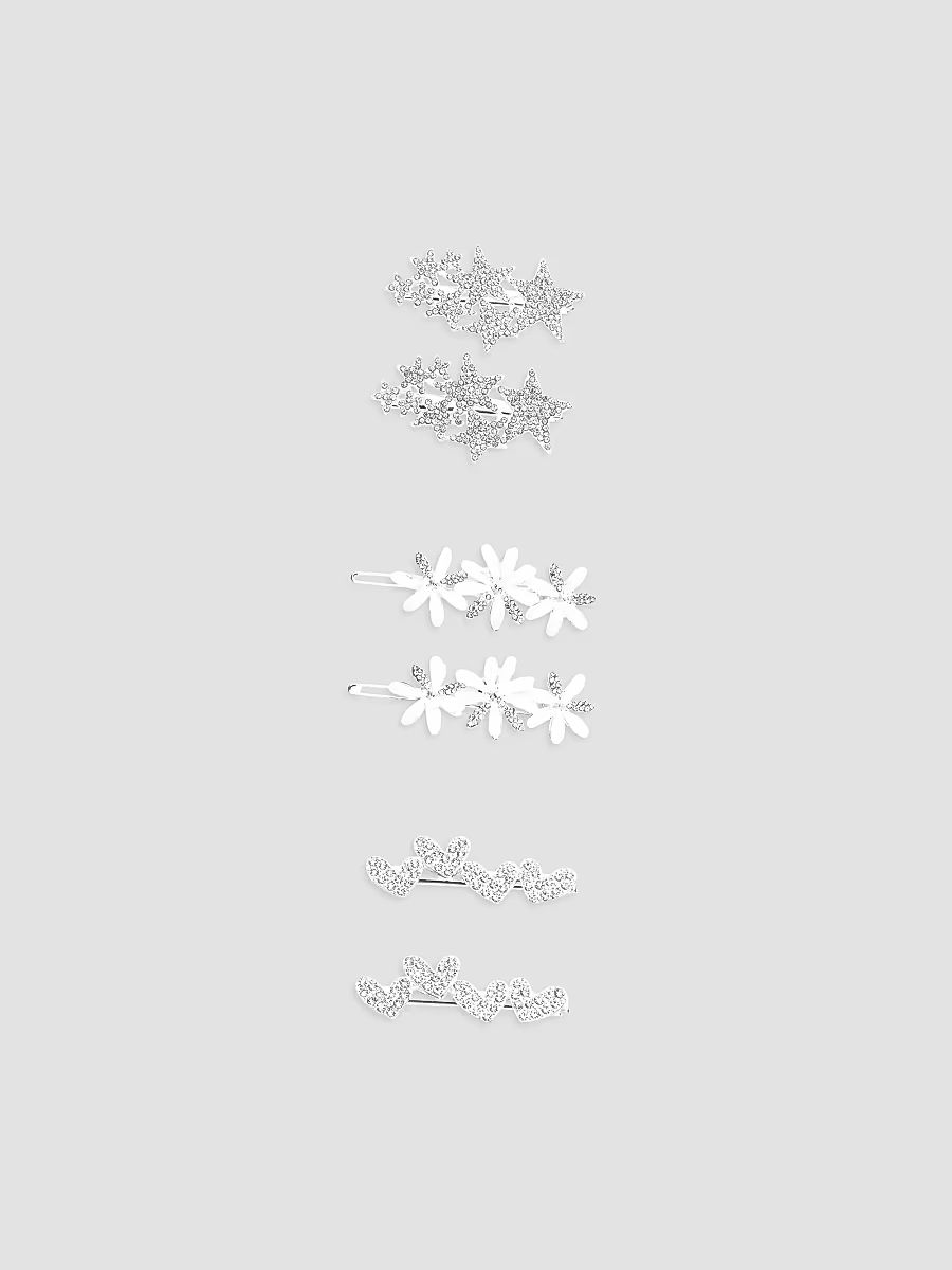 Crystal Star Hair Pin Trio - Silver