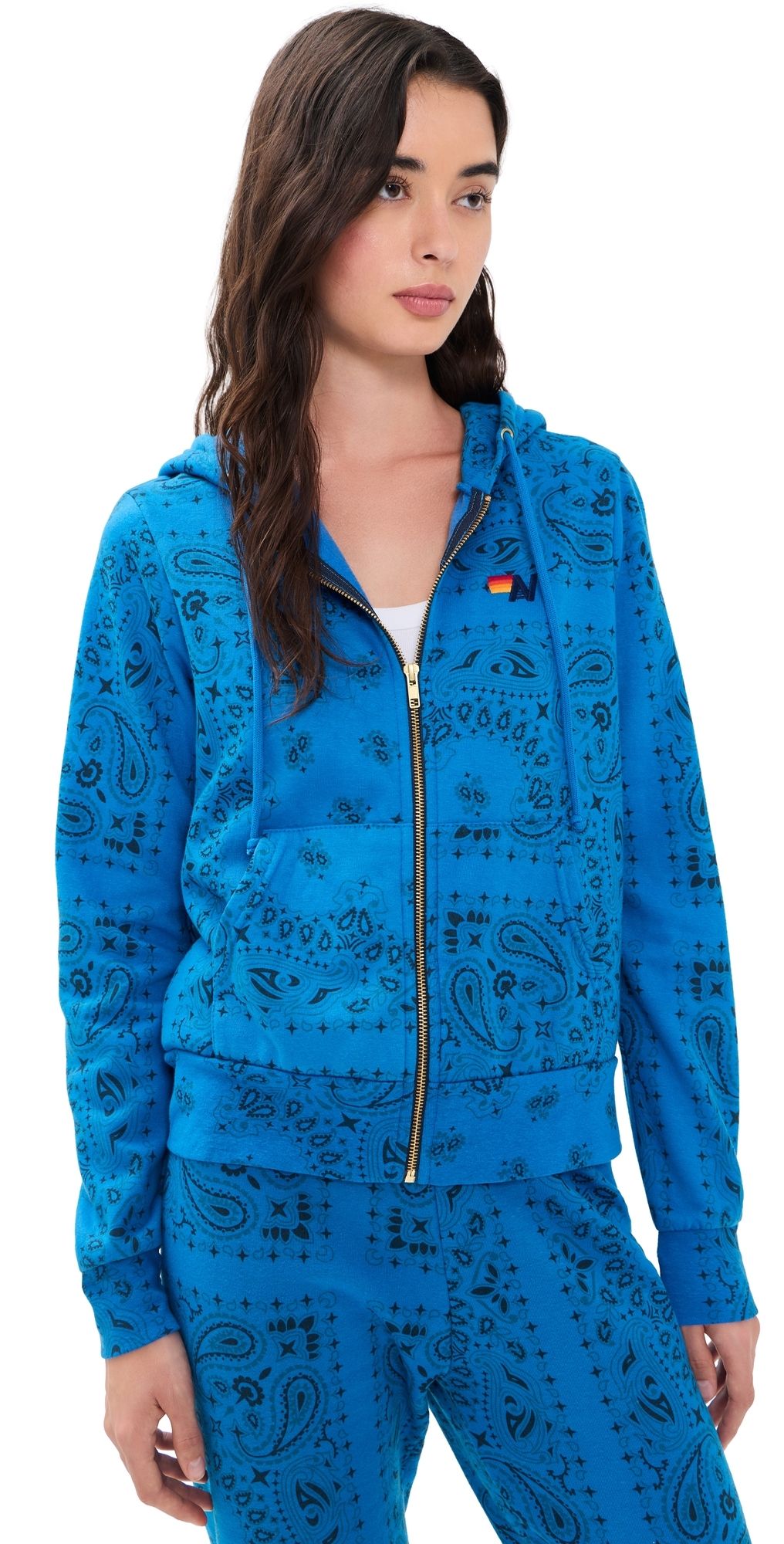 Aviator Nation Bandana Zip Hoodie Adventure Blue L