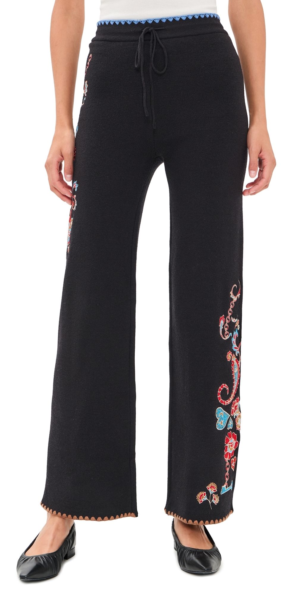Never Fully Dressed Paisley Wide Leg Pants Black L