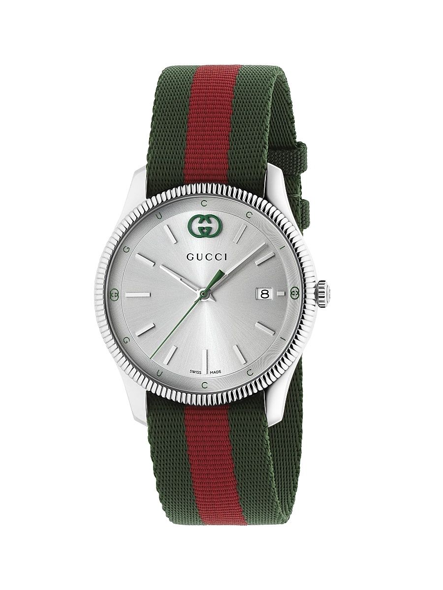 Men's G-Timeless Stainless Steel & Nylon Watch/38MM - Silver Green Nylon