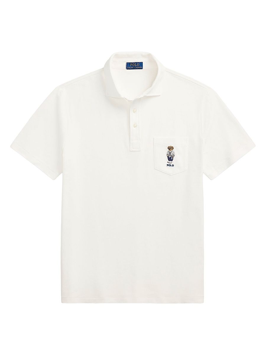 Men's Custom-Slim-Fit Polo Bear Mesh Polo Shirt - White Heritage Icons Bear - Size XXL