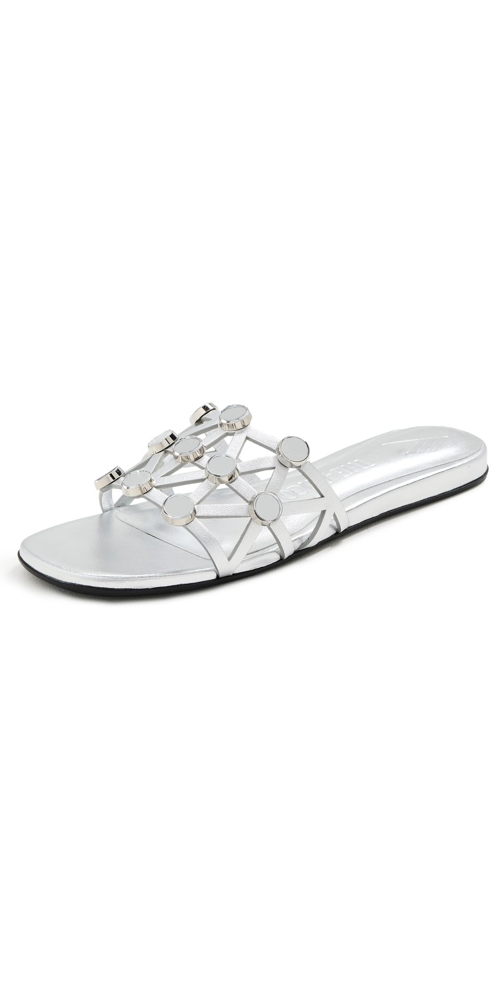 The Attico Grid Slide Flats Silver 36