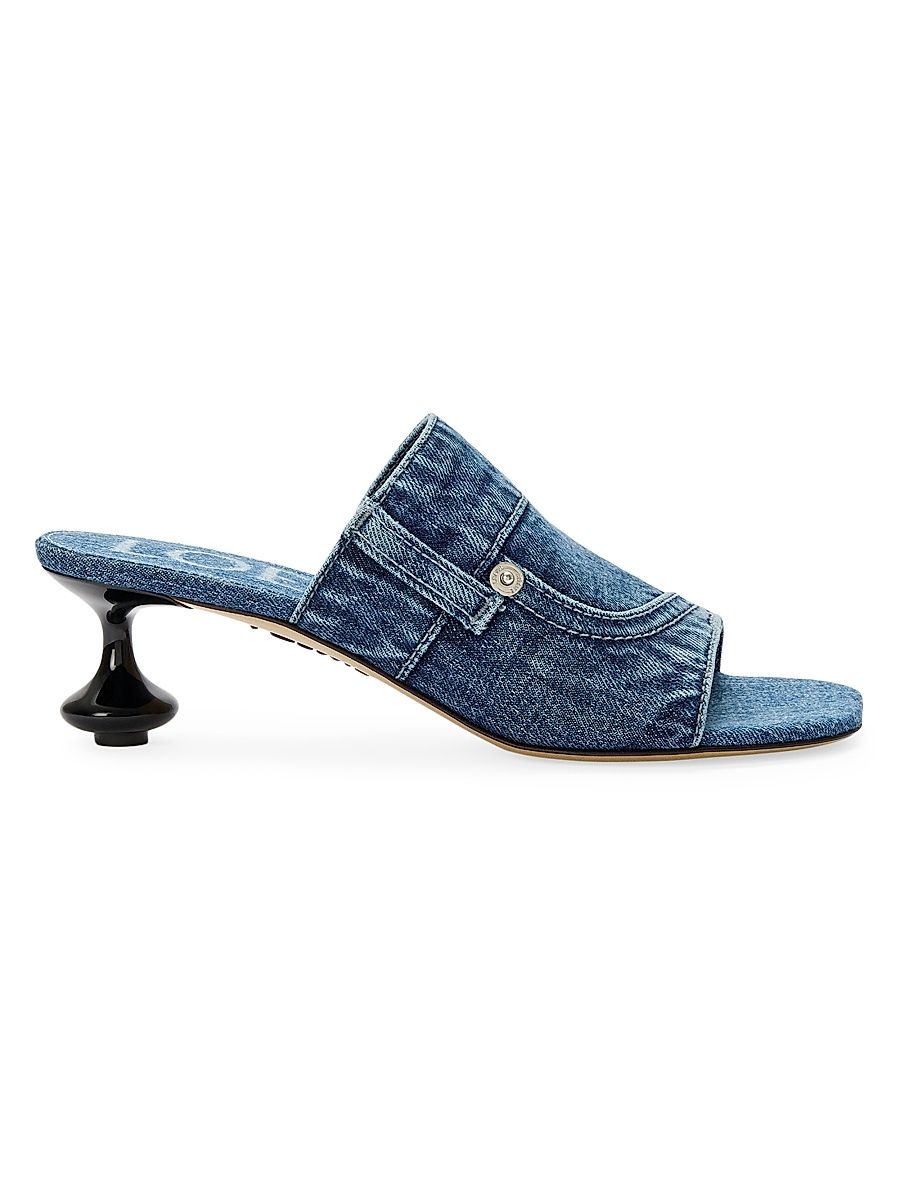 Women's Toy Panta 45MM Denim Slides - Washed Denim - Size 9 Sandals