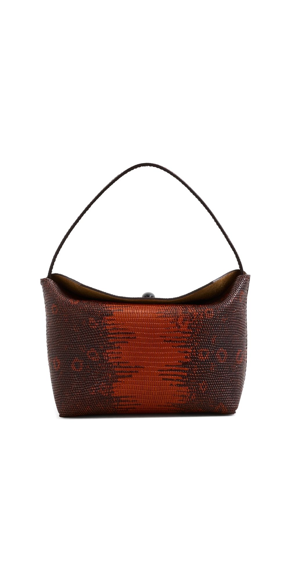 Christopher Esber Turnlock Lizard Mini Shoulder Bag Lizard Brown One Size