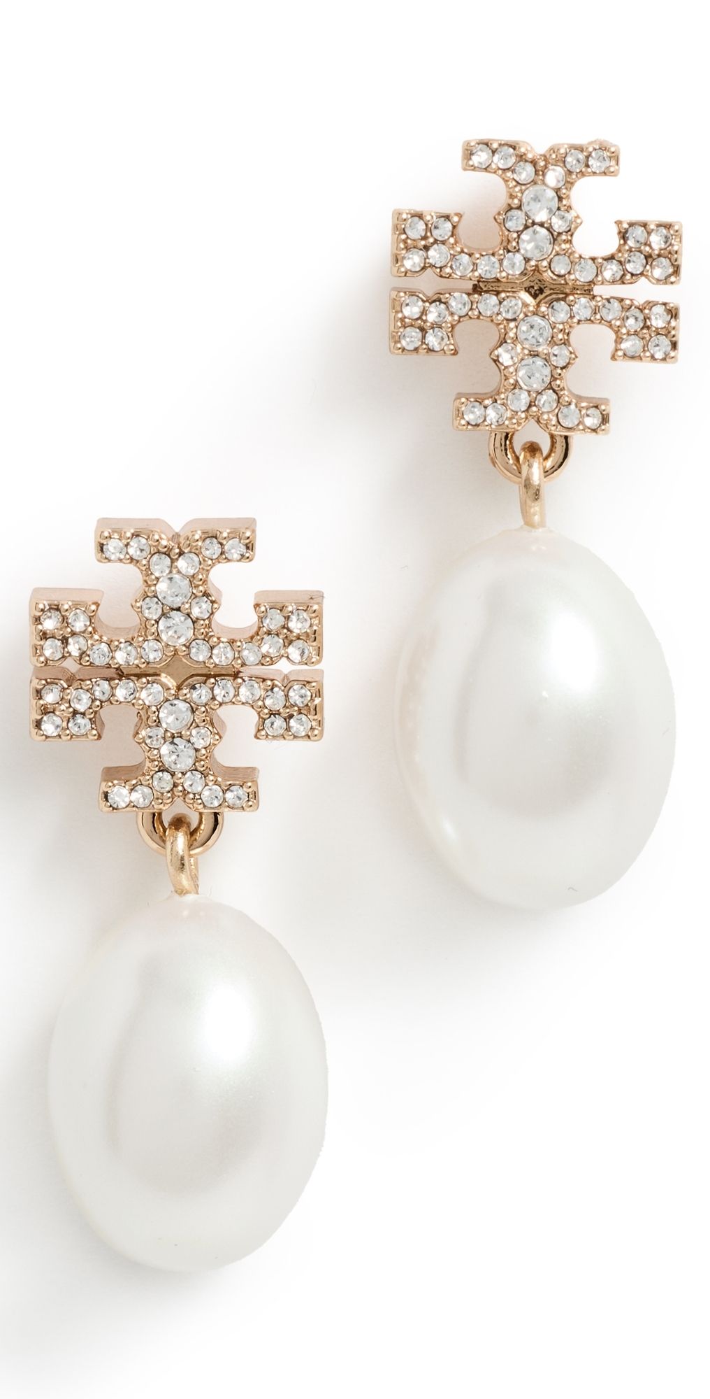 Tory Burch Moondance Pearl and Pavé Drop Earrings Tory Gold / Pearl One Size