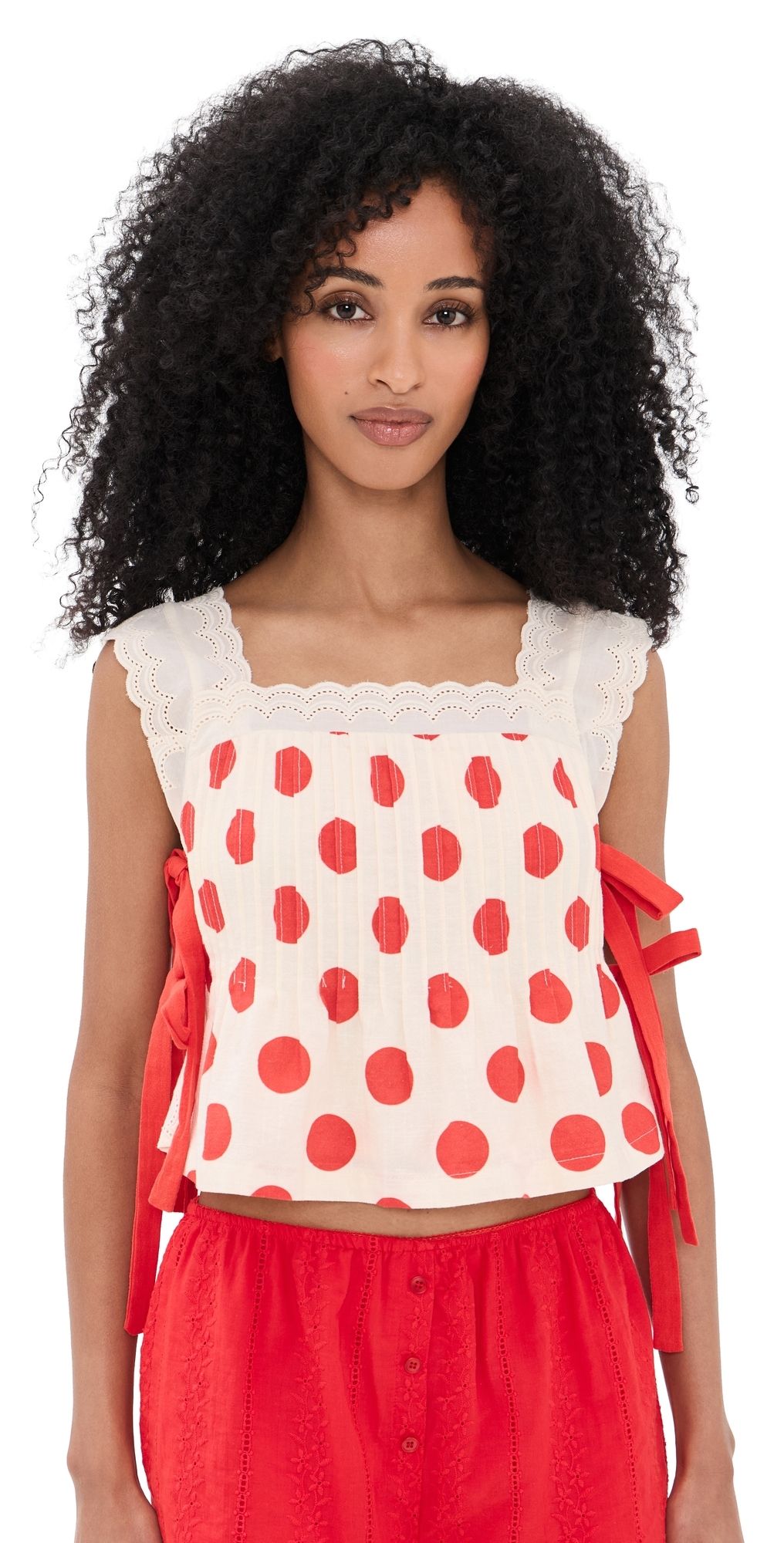 Bailey Rose Polka Dot Top Poppy Red S