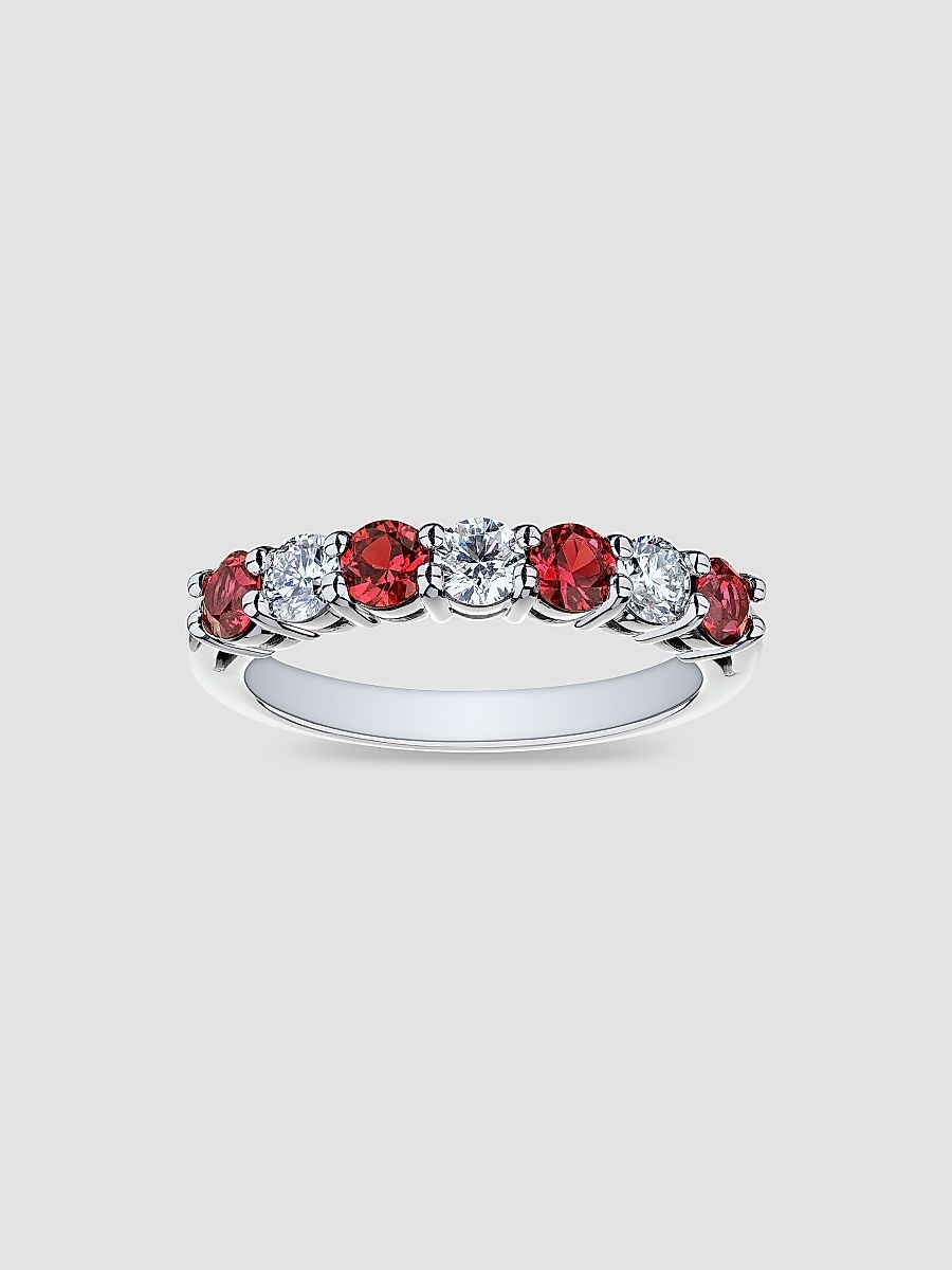 Women's Platinum, Ruby & 0.45 TCW Diamond Ring - Platinum - Size 6.75