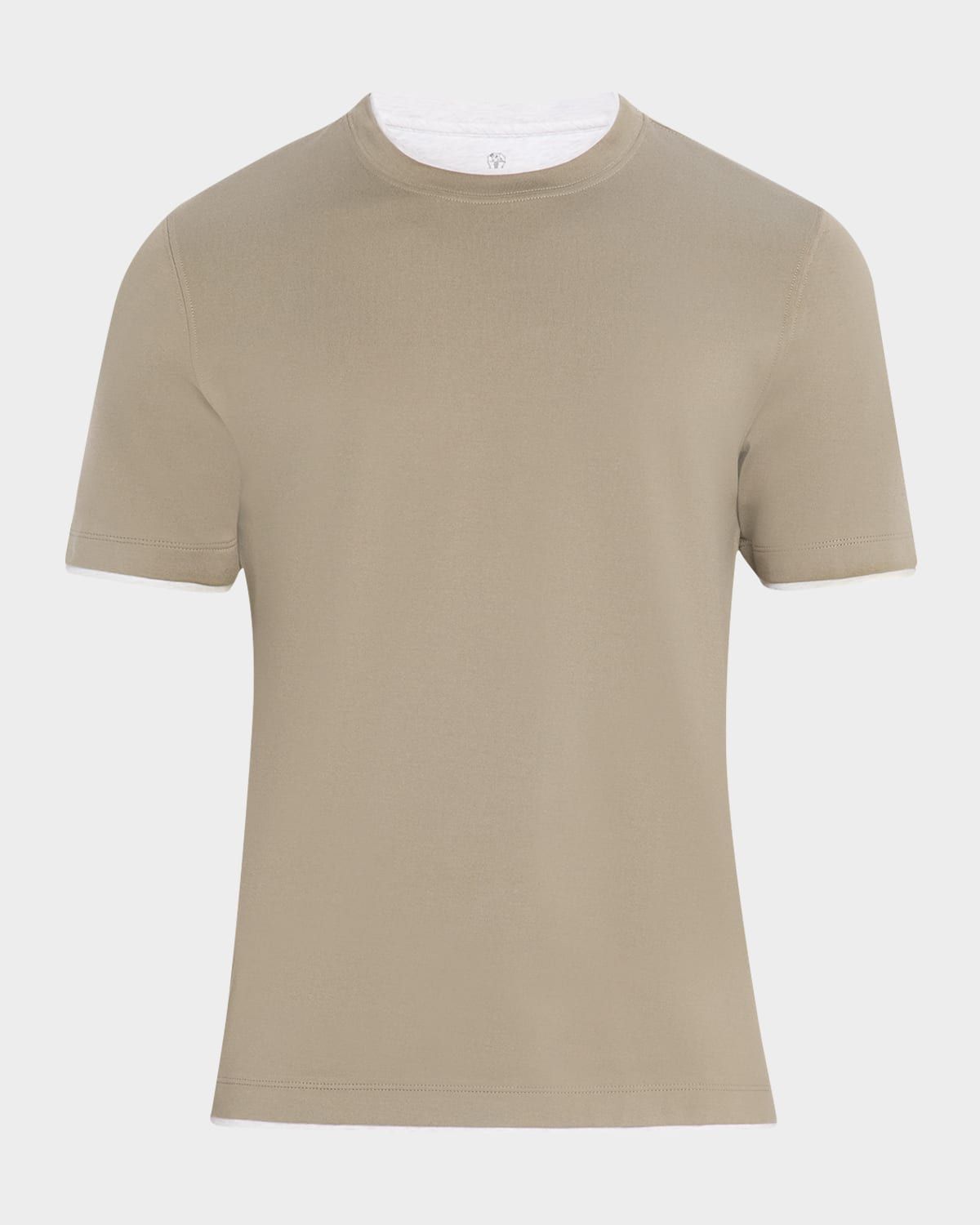 Men & apos;s Cotton Jersey Crewneck T-Shirt with Tipping