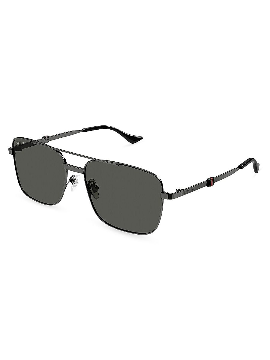 Men's Running Web Squared Metal Sunglasses - Ruthenium