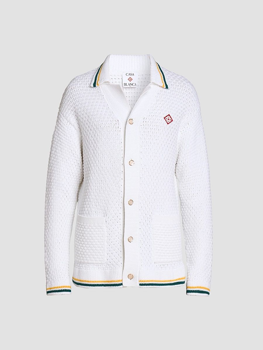Casablanca Men's Oranges Crochet Cotton Shirt - White - Size XXL