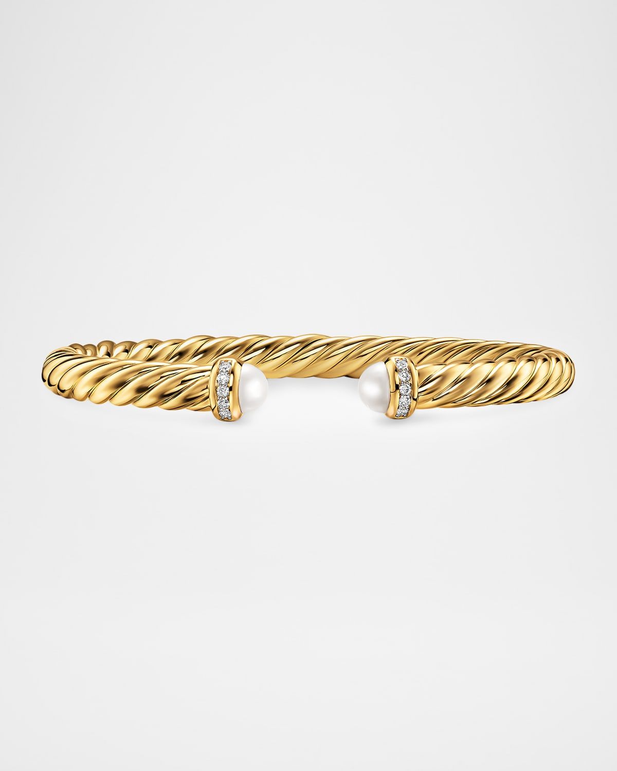 Cablespira Flex Bracelet with Pearl and Diamonds in 18K Gold