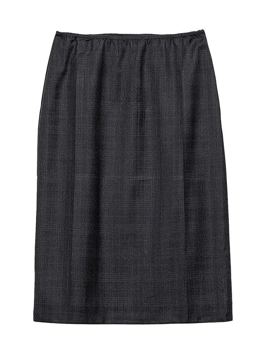 Women's Checked Wool Midi-Skirt - Grey - Size 4