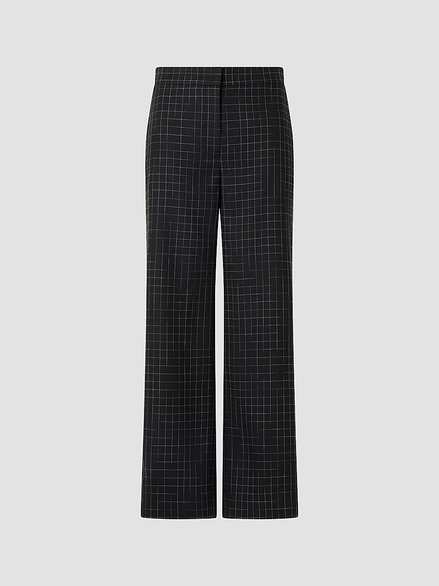 Women's Marlon Broken Check Wide-Leg Pants - Black Cream - Size 16